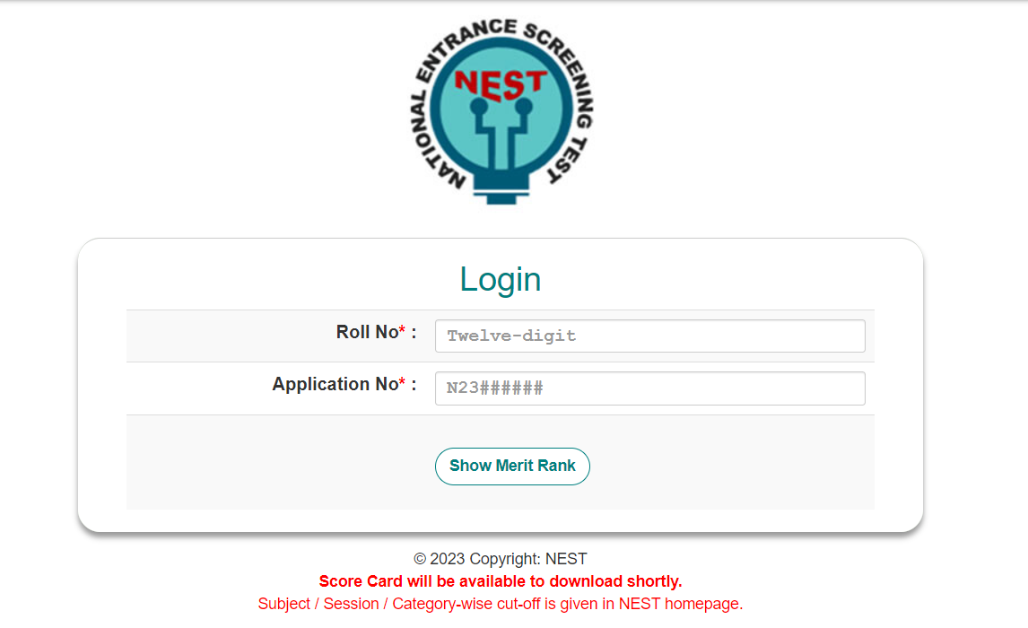 NEST Result 2023 Out, NEST Score Card Link_4.1