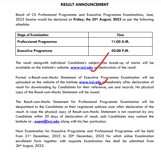 ICSI CS Result 2023 Out, CS Professional and Executive Result Link_5.1