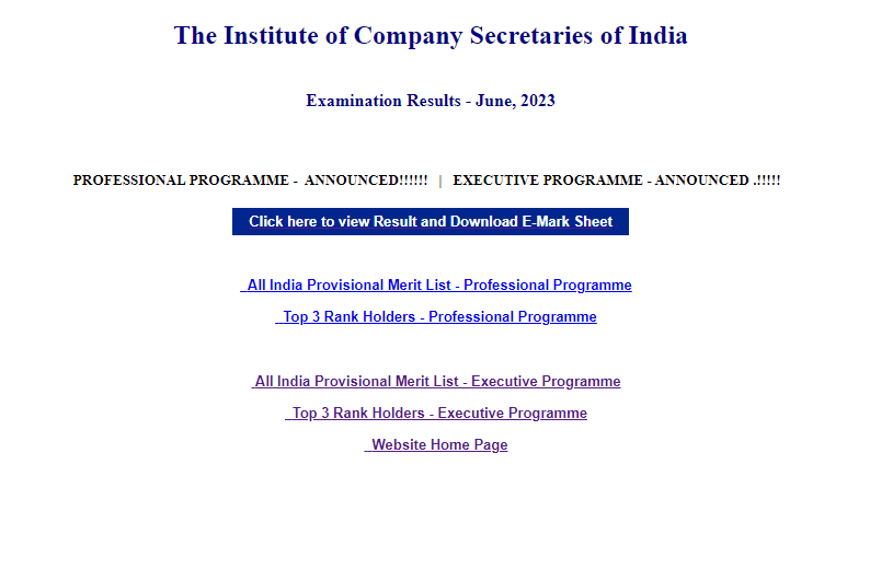 ICSI CS Result 2023 Out, CS Professional and Executive Result Link_6.1