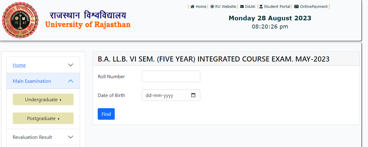 Uniraj Result 2023 Out, Rajasthan University M.PHIL., B.A LLB Semesters Results Link_5.1