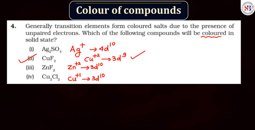 D Block - Standard Reduction Potential Trends, Magnetic Nature, Compound Colors_22.1