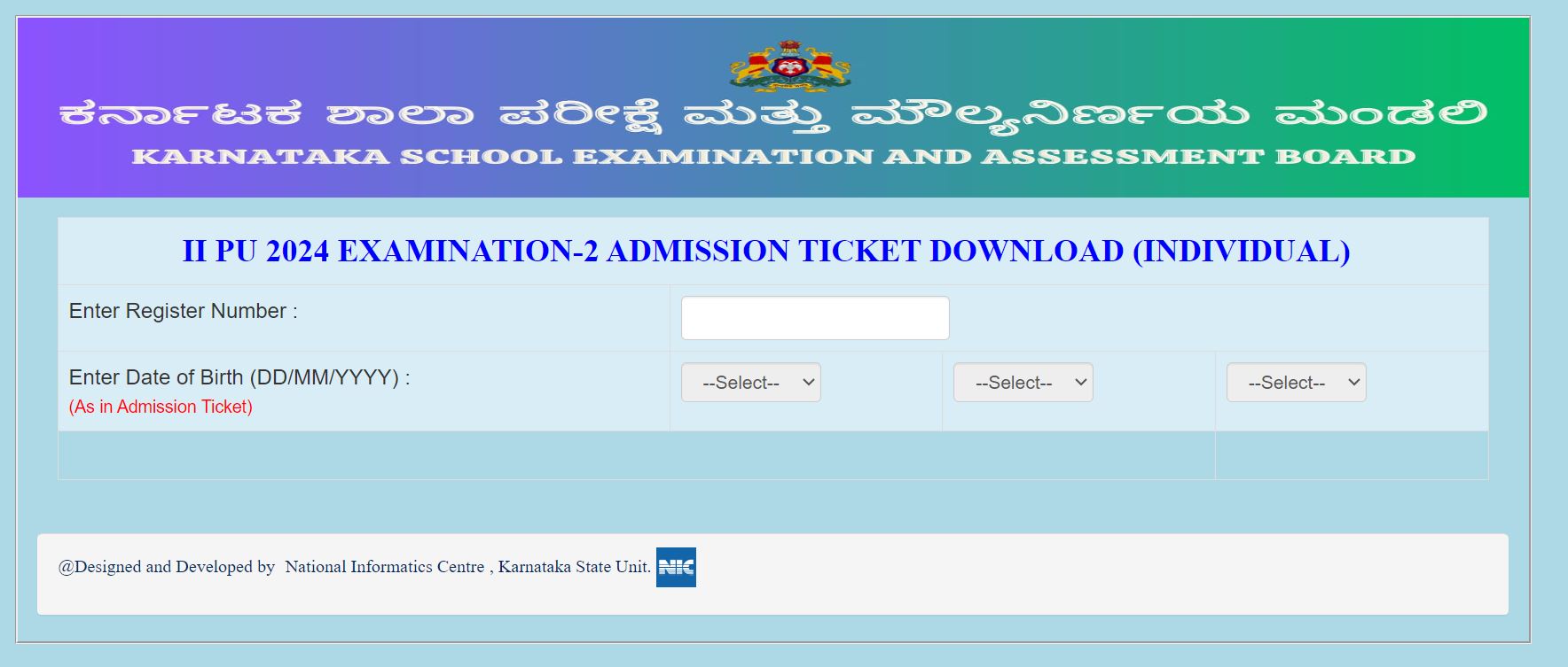 Karnataka 2nd PUC Hall Ticket 2024