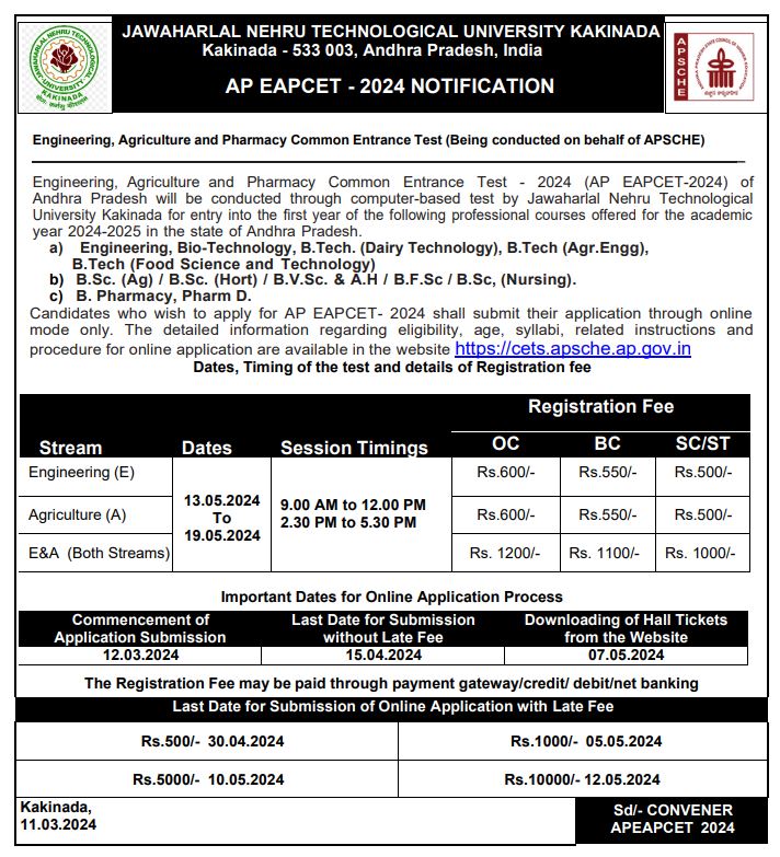 AP EAMCET 2024 Exam Date Out, Notification, Application Form, Syllabus