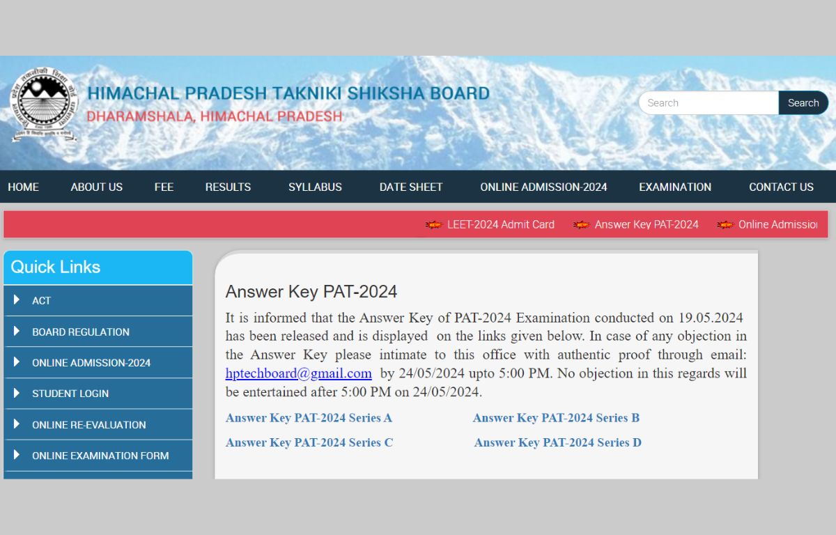 HP PAT Answer Key 2024
