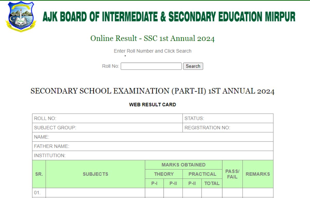 AJKBISE Class 10th Result 2024