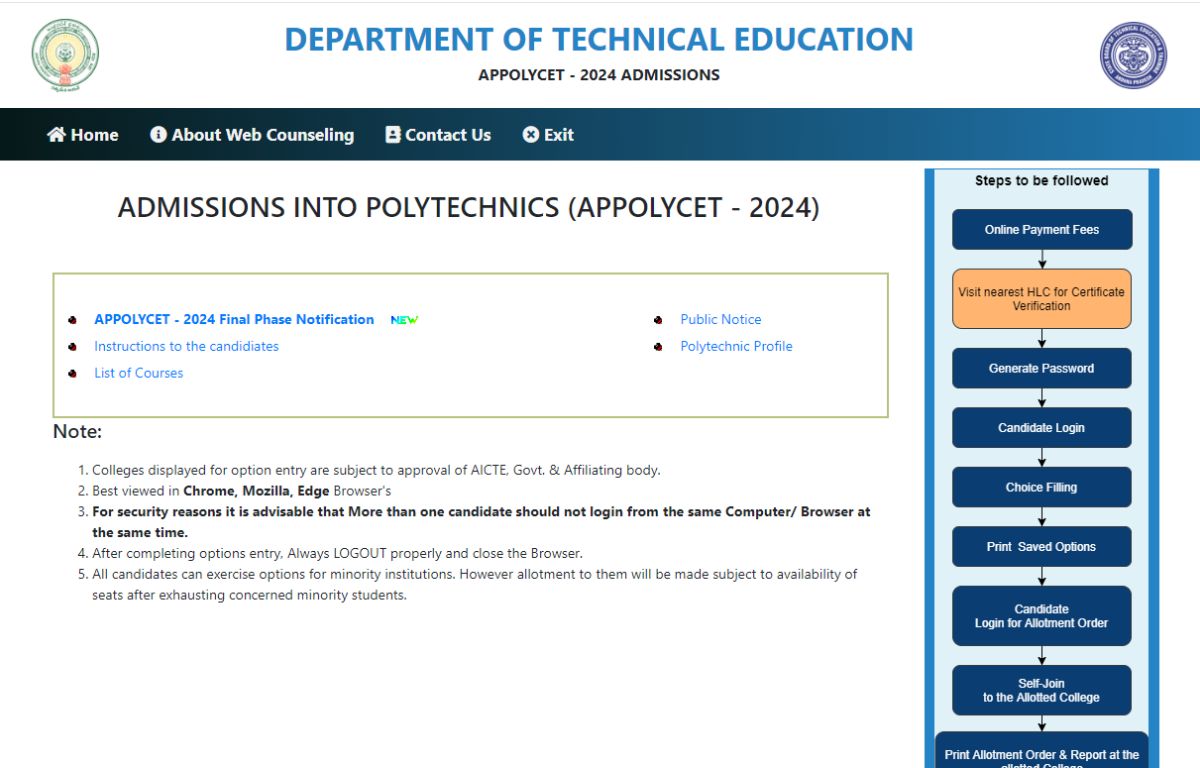 AP POLYCET 2024 seat allotment result