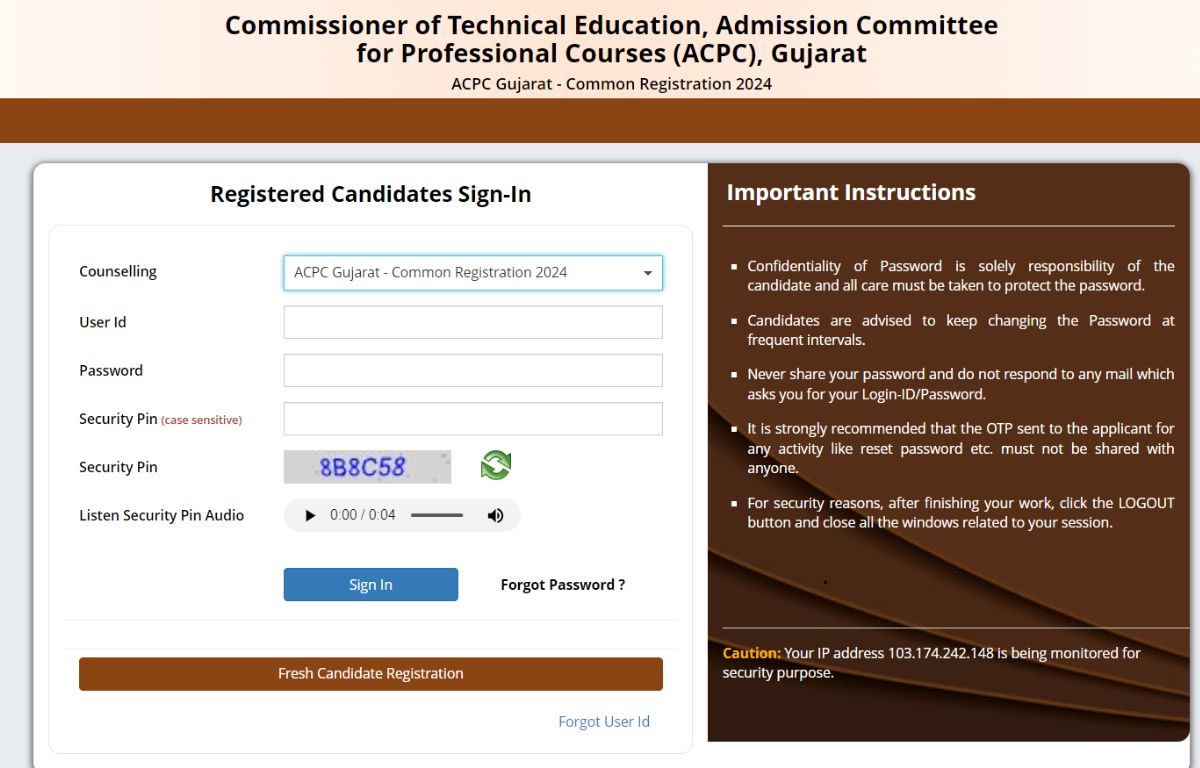 Gujarat ACPC Merit List 2024