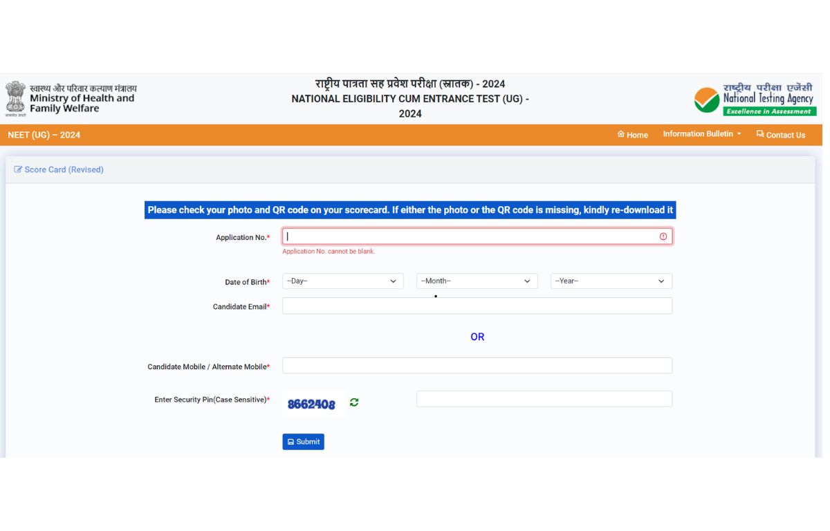 NEET Revised Scorecard 2024