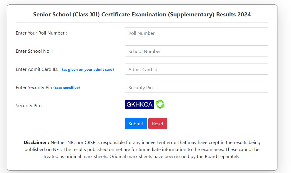 CBSE Class 12th Compartment Result 2024