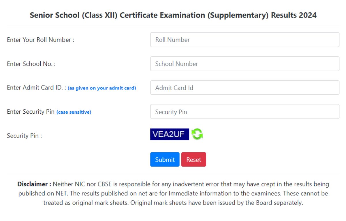 CBSE 12th Compartment Result 2024