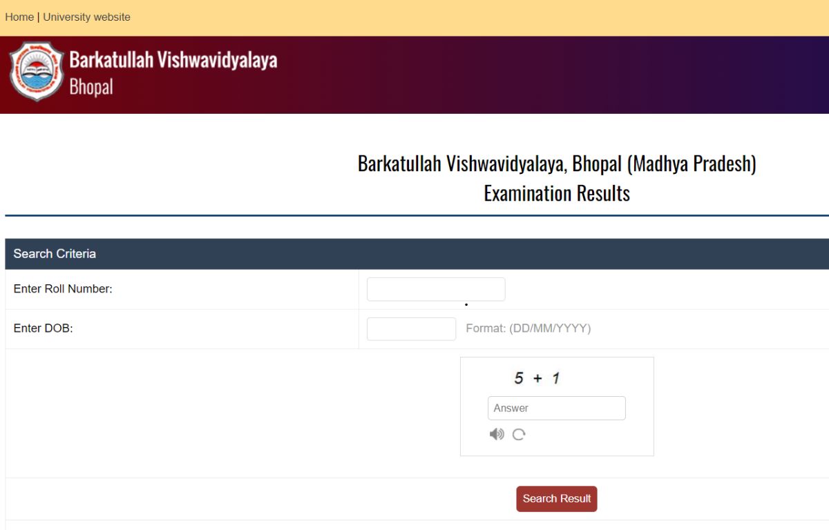 BU Bhopal Result