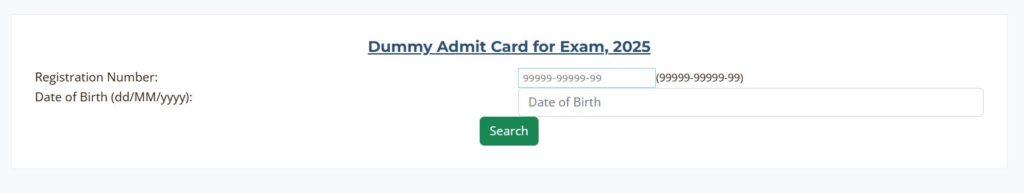 Inter Dummy Admit Card 2025