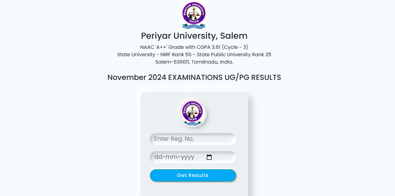 Periyar University Result 2024-25
