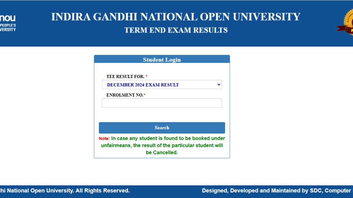IGNOU TEE Result 2024