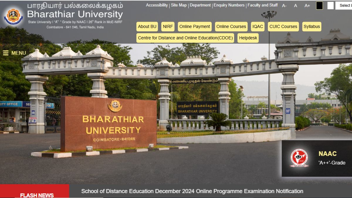 Bharathiar University Result 2025