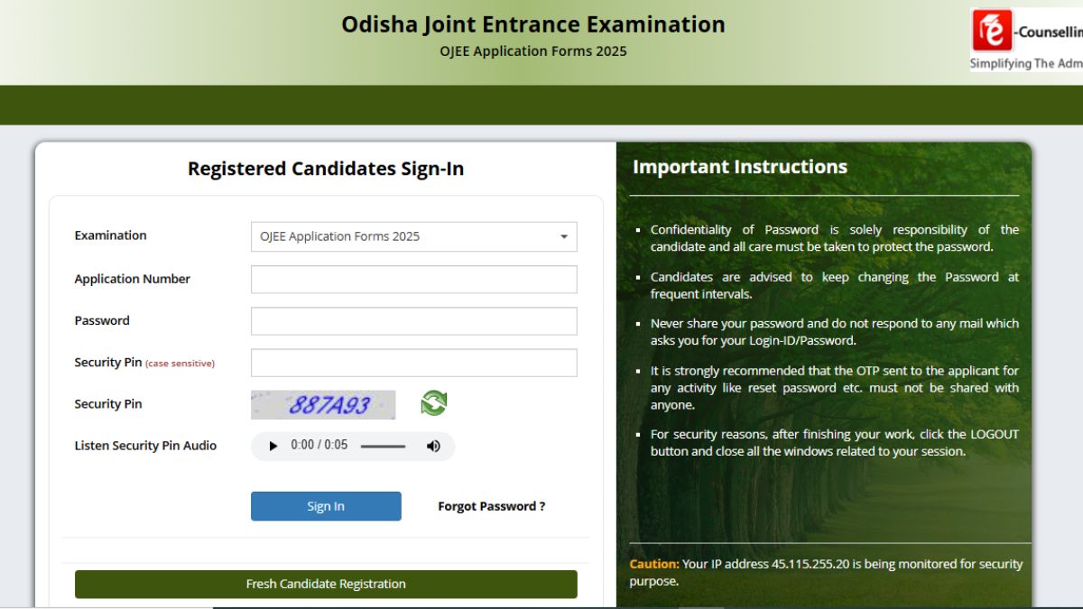 OJEE Application Form 2025