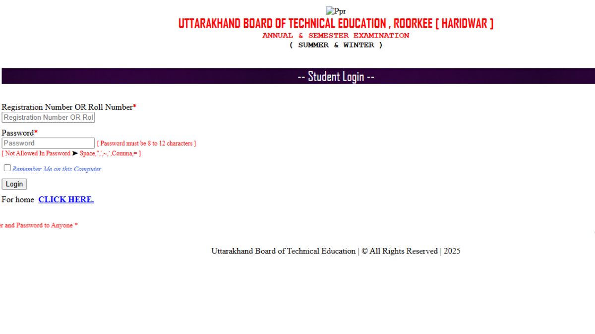 UBTER Polytechnic Result 2025