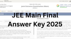 JEE Main Final Answer Key 2025
