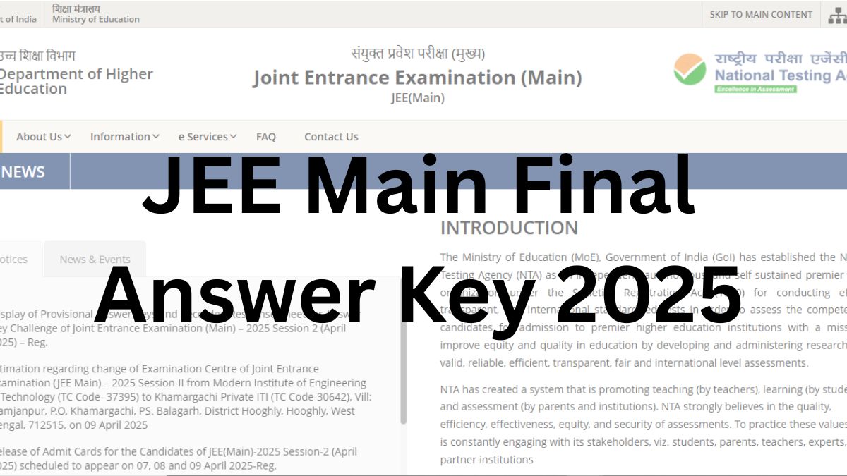 JEE Main Final Answer Key 2025