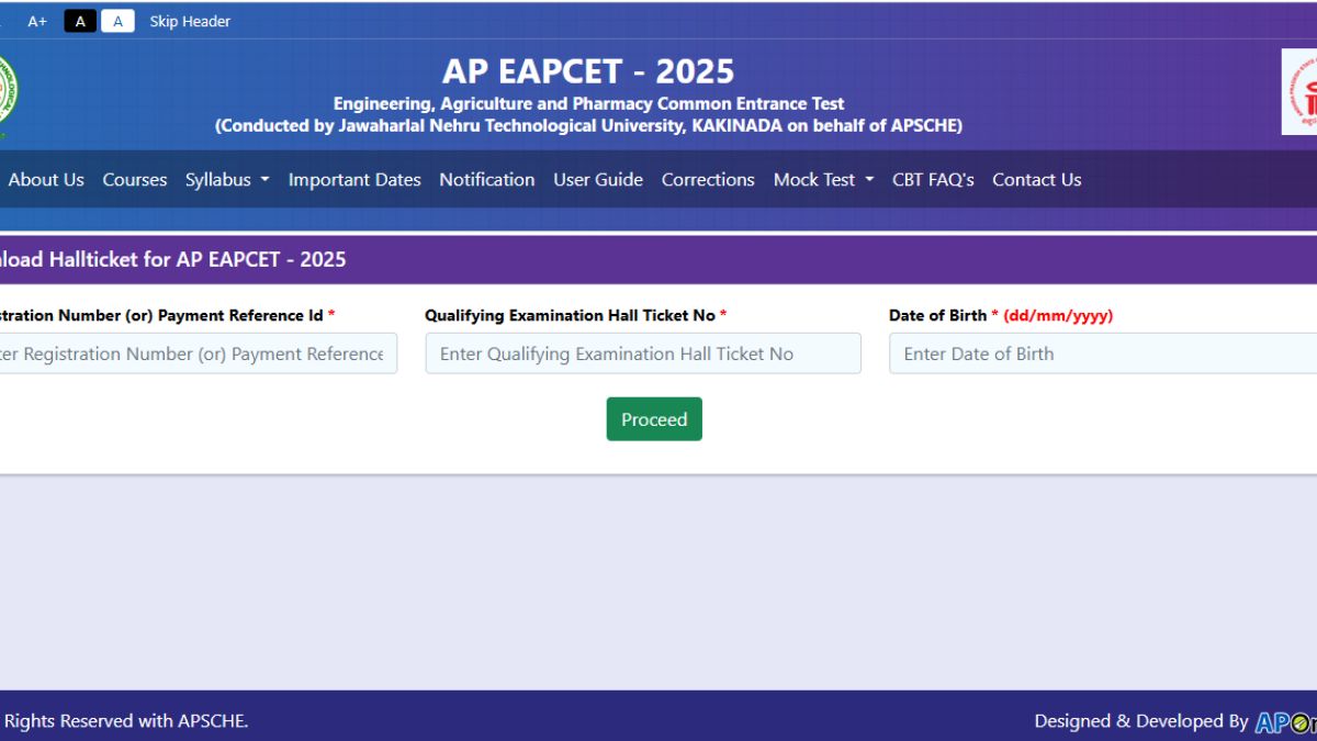 AP EAMCET Hall Ticket 2025