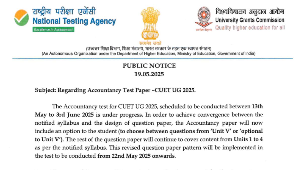 CUET UG Accountancy Exam Pattern Changed