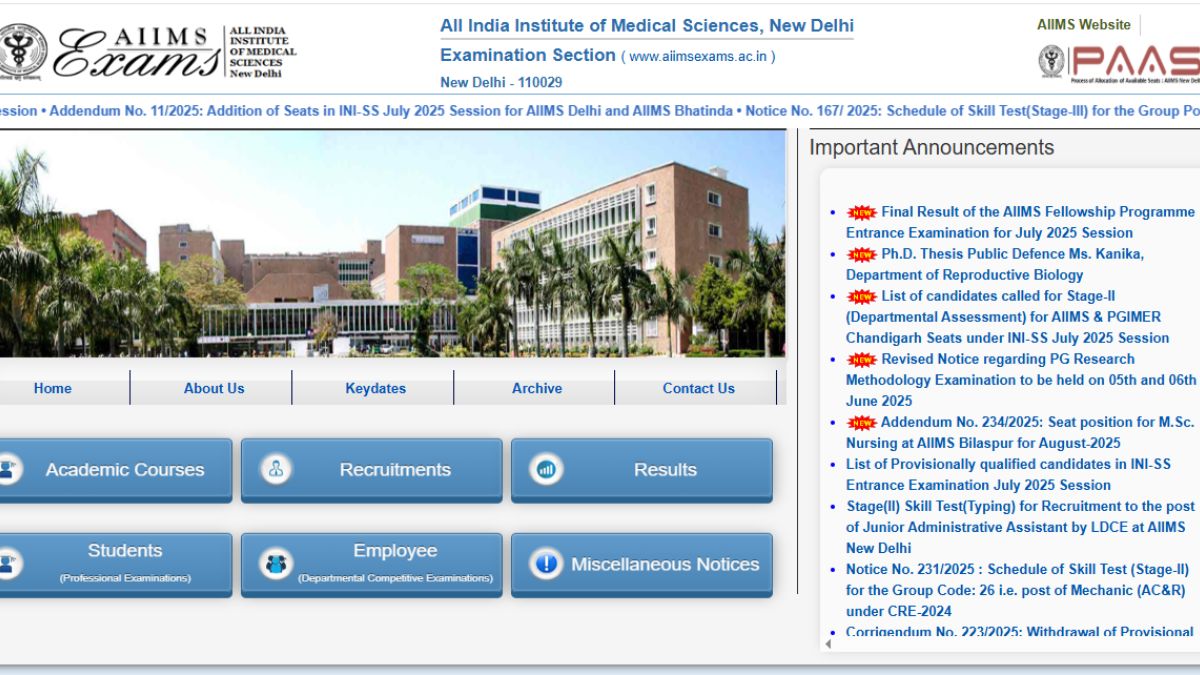 AIIMS BSc Nursing Result 2025