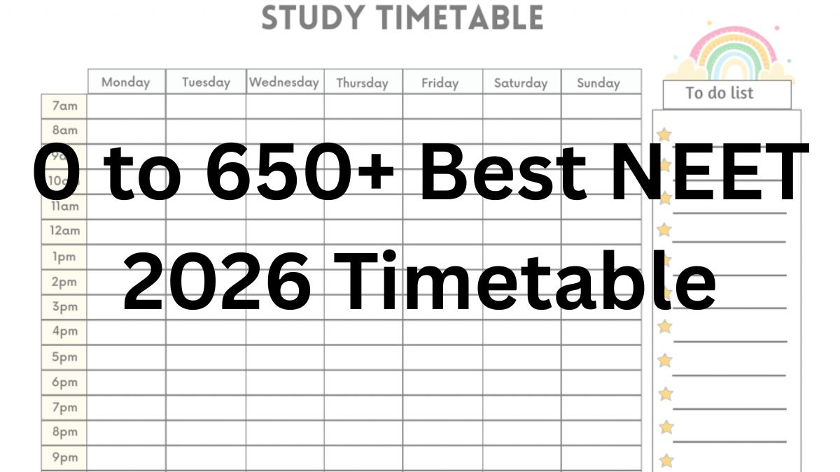 0 to 650+ Best NEET 2026 Timetable