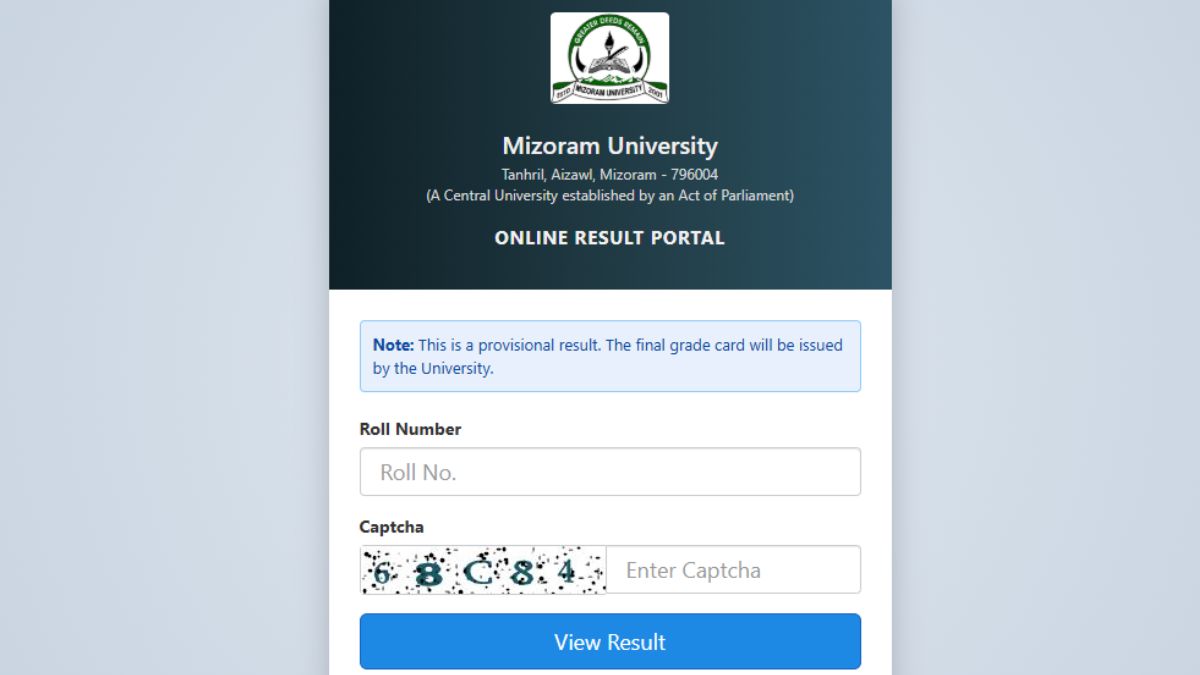 Mizoram University Result 2025