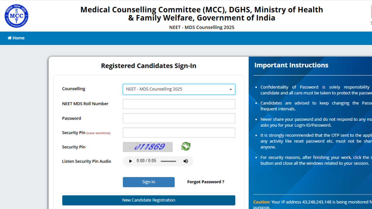 NEET MDS Counselling 2025