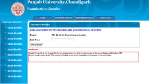 PU LLB Result 2025