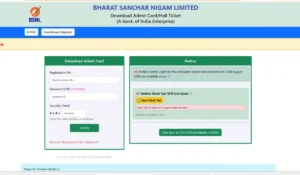BSNL JTO Exam City Intimation Slip