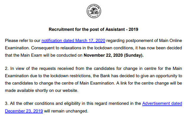 rbi-assistant-mains-exam-date