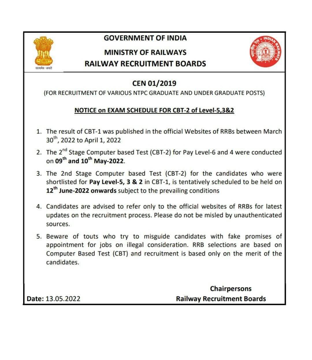 RRB NTPC CBT 2 Exam Date 2022 Out for Level 2, 3, and 5 Posts_60.1